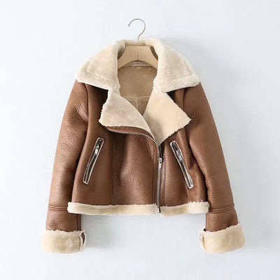 SHORT BIKER JACKET WITH FUR