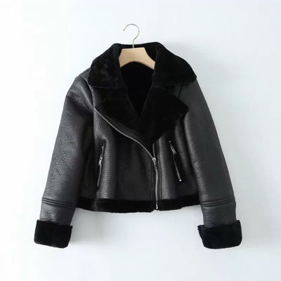 SHORT BIKER JACKET WITH FUR