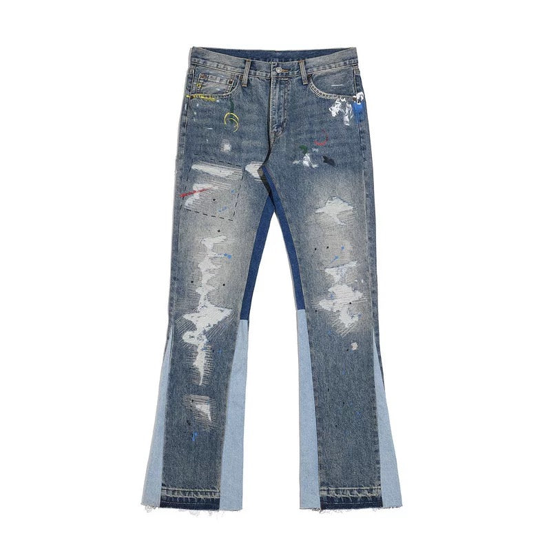 RIPPED FLARED DENIM
